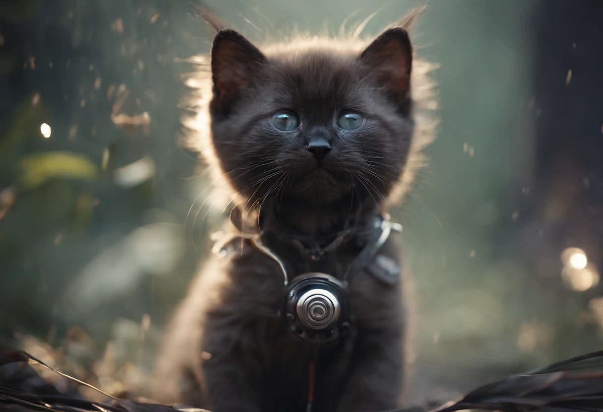 Perfect centering, A cute kitten all over, Wear a student jacket, Wearing sunglasses, Wearing headphones, Standing position, Abstract beauty, Centered, Looking at the camera, Facing the camera, nearing perfection, Dynamic, Moonlight, Highly detailed, Digital painting, art  stations, concept-art, smooth, Sharp focus, 8K, high definition resolution, illustration, Art by Carne Griffiths and Wadim Kashin, White background