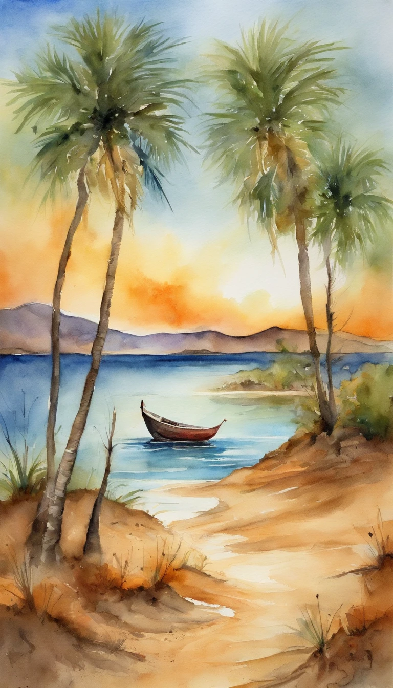 Boat stranded on a desert island