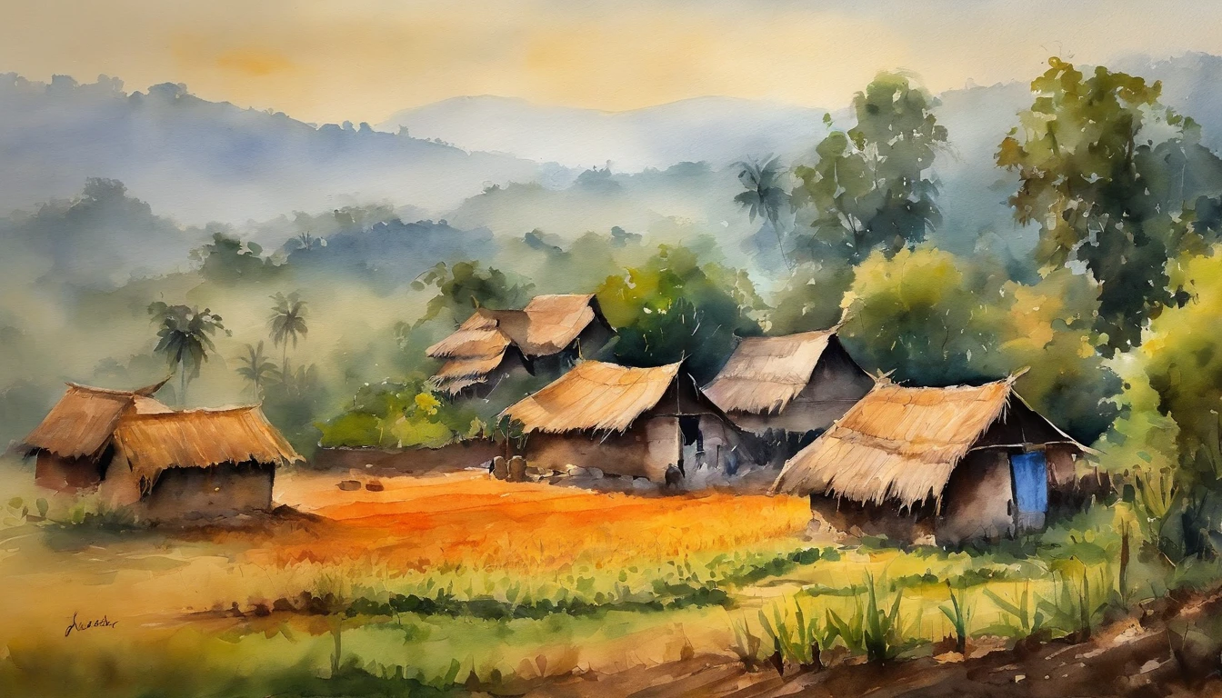 myanmar burmese village, Farm and cottage, farmer girls