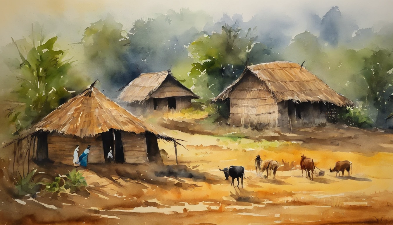 myanmar burmese village, Farm and cottage, farmer girls