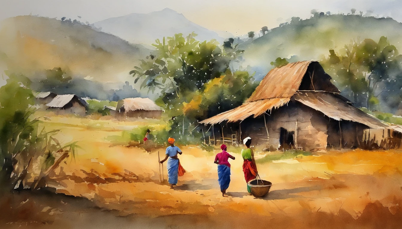 myanmar burmese village, Farm and cottage, farmer girls
