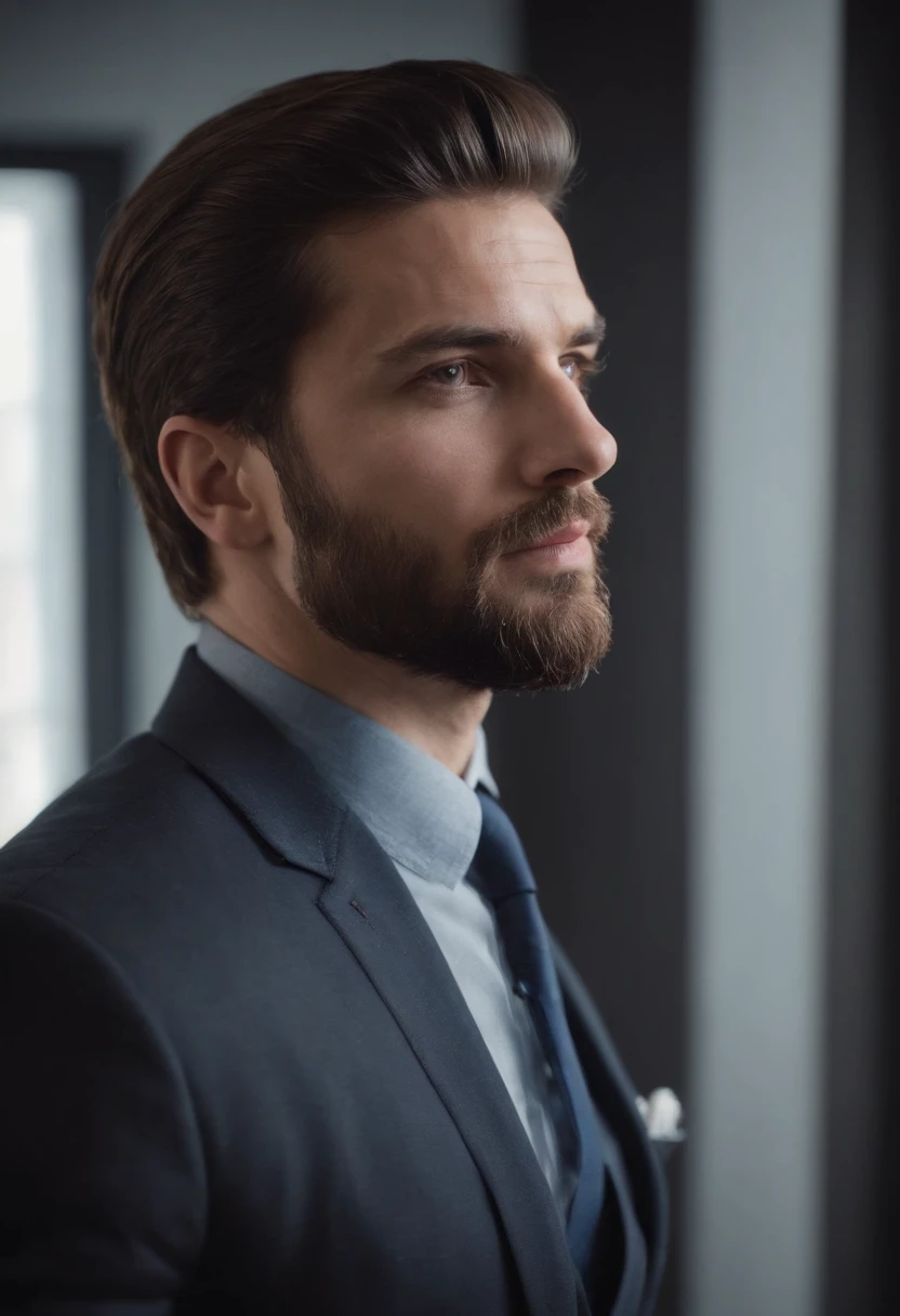 Homem lindo de terno , barba linda , cabelo curto, homem sexy executivo, terno preto