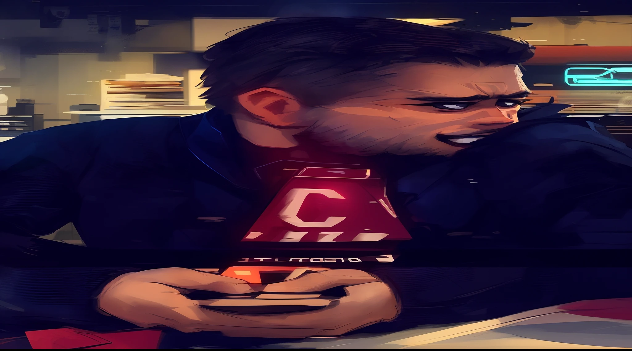 portrait of a man, by samdoesart