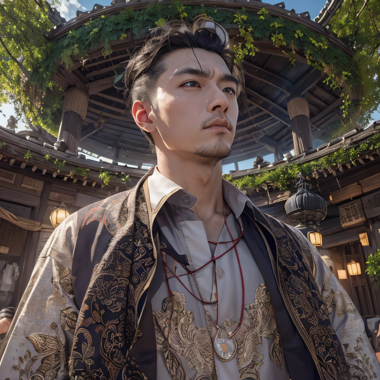 The eyes were full of anger,He clenched his fists,Rush up,Deliver a fatal blow to your opponent,full bodyesbian,Male Chef 32K(tmasterpiece,k hd,hyper HD,32K)flowing dark hair,Palace gardens,National tide,Immortal,CG style,Brilliant details,,Forest structure,ambientlighting,真实感,very wide angle shot,The No,Campsite size,zydink, a color, patriot (废墟), (Linen batik scarf)