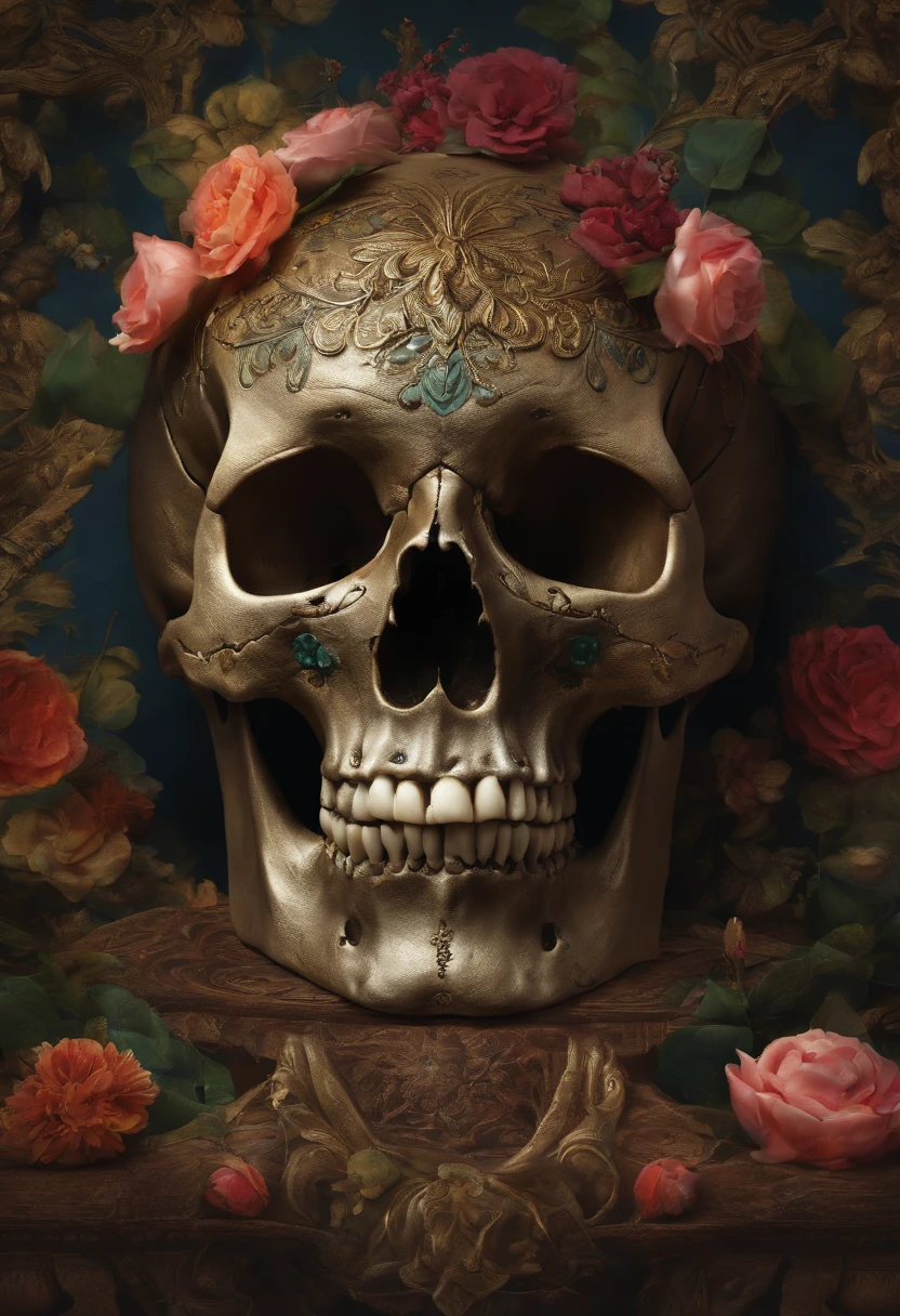 Hyper realistic art skull joker demon concept art portrait by Casey Weldon, Olga Kvasha, Miho Hirano, hyperdetailed intricately detailed gothic art trending on Artstation triadic colors Unreal Engine 5 detailed matte painting, deep color, fantastical, intricate detail, splash screen, complementary colors, fantasy concept art, 8k resolution, gothic DeviantArt masterpiece . Extremely high-resolution details, photographic, realism pushed to extreme, fine texture, incredibly lifelike
