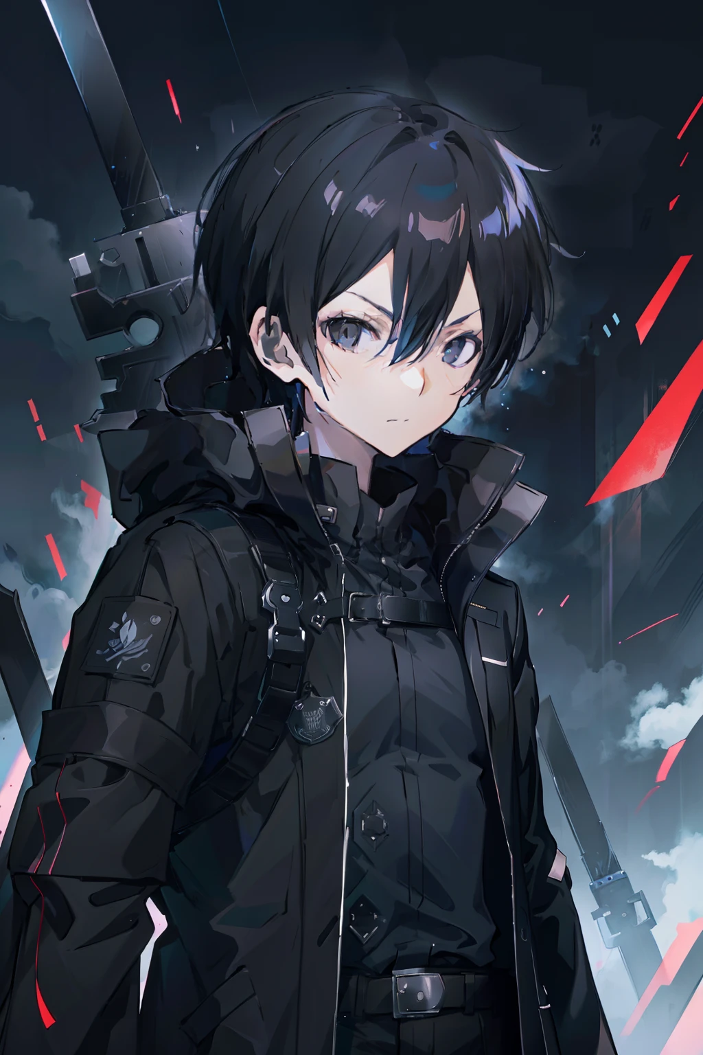 Anime man in a black coat,nigth, Black eyes,black clouds,inspired by Masanobu Okumura, Kazuto Okada。badass anime 8 K, anime handsome guy, Anime portrait of a handsome man, anime concept hdr anime macmanus, Key Anime Art, male anime characters