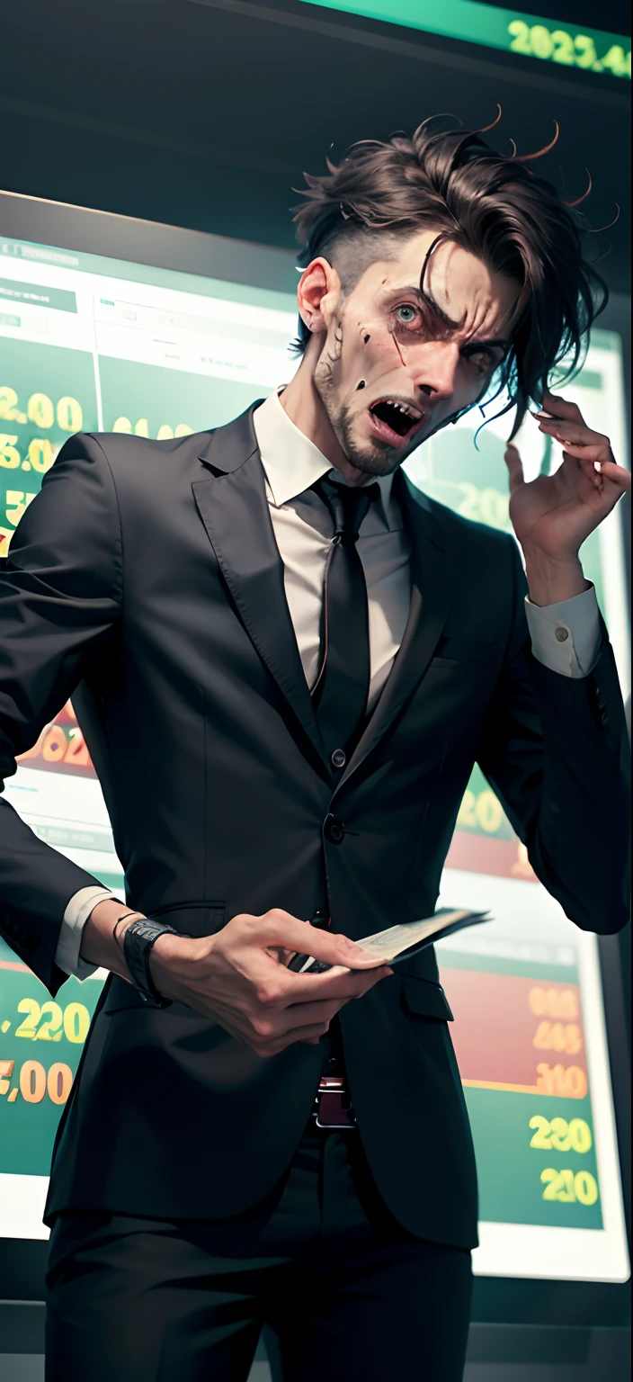 A man in a scare moment while trading