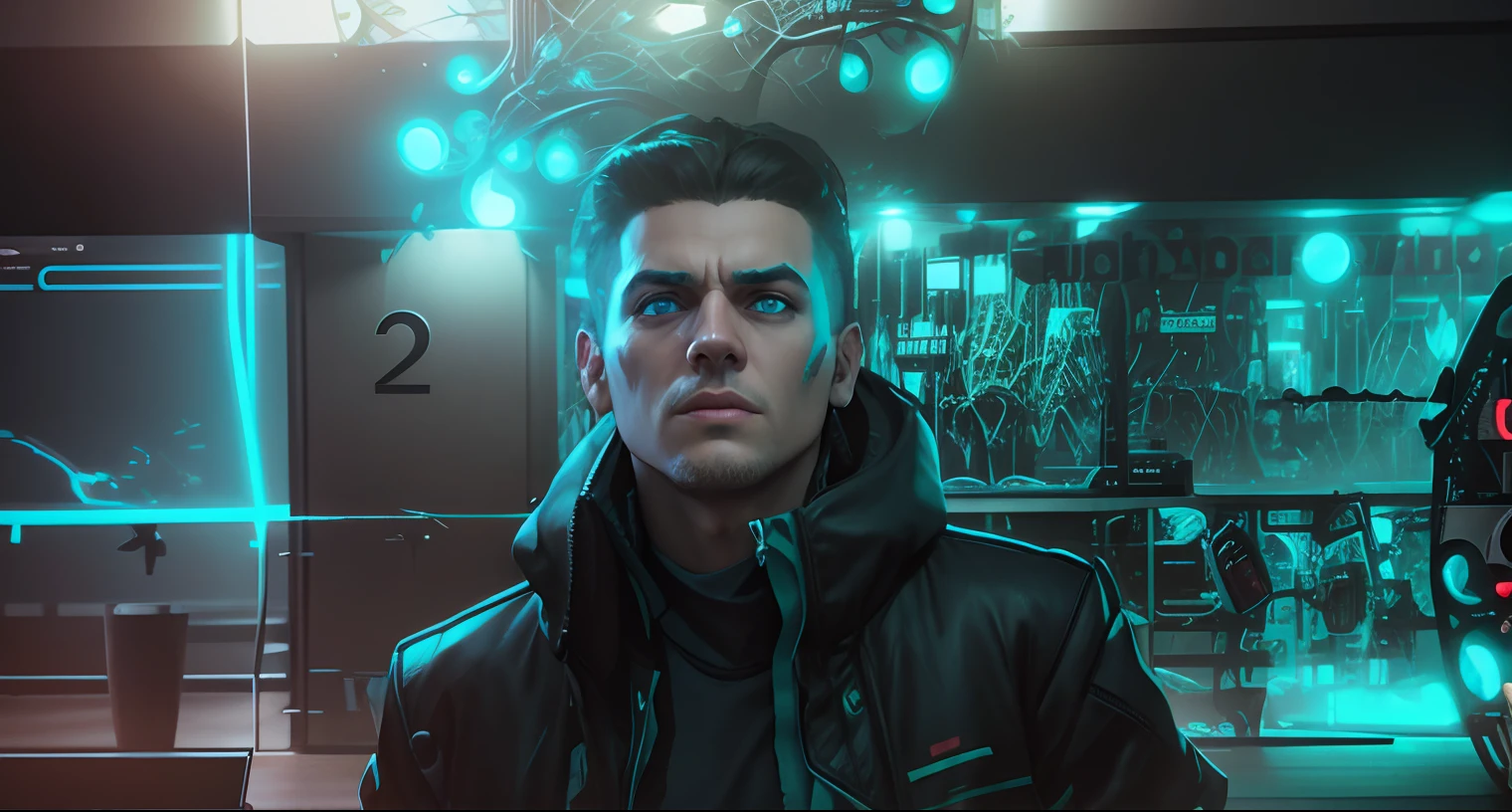 Change background cyberpunk 3d . Realistic face.