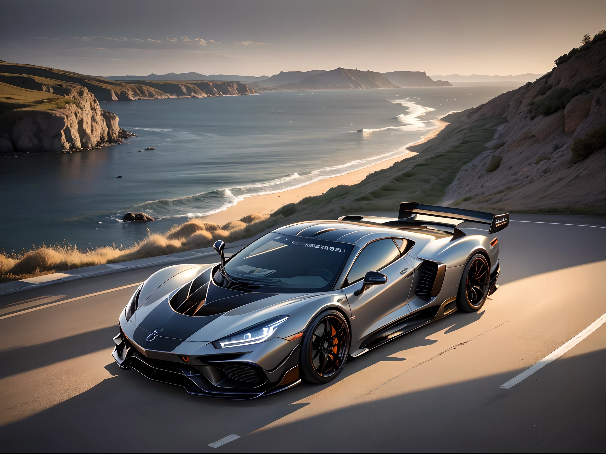 Rembrandt light,Best Quality,Extremely detailed,Cinematic lighting,8K,Realistic,awardwinning,photograph,Low viewing angle,Camera shooting,Canon 85 1.2,Aperture F4,8K,nffsw,Mercedes-Benz GTR,Hypercar,Bright morning light by the sea on background,Art Award Design Modern House,Pritzker Prize,Master works,