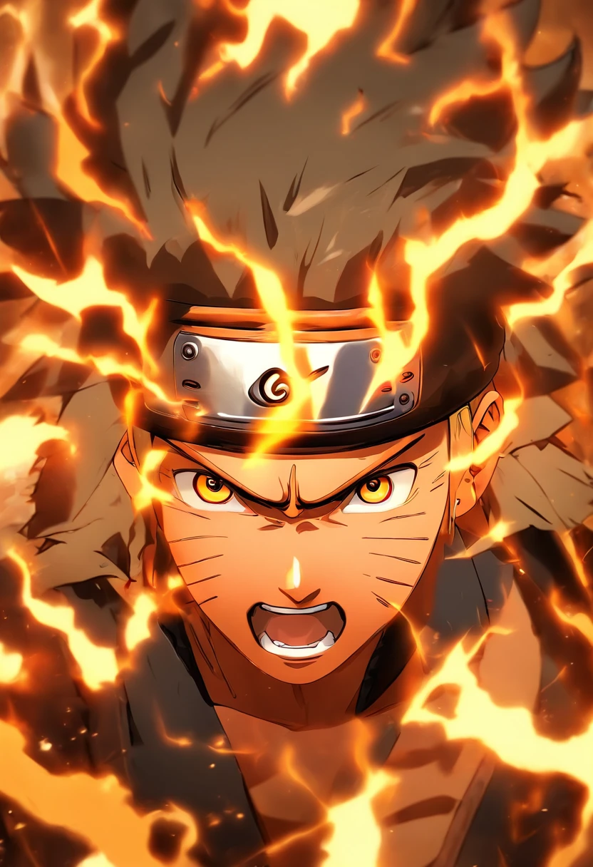 Um rapaz de cabelo curto ondulado e marrom, usando um sobretudo preto, com lobos, no estilo de arte de Naruto