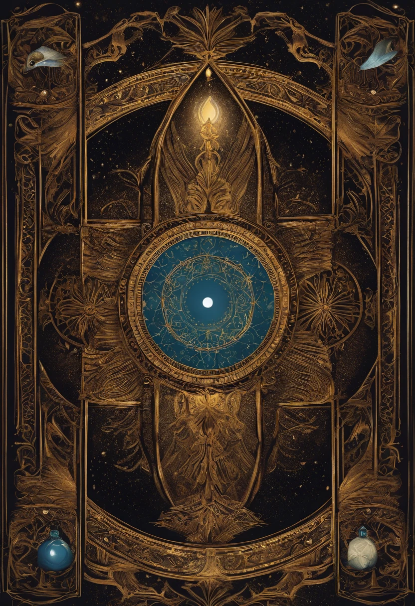 uam carta de tarot que tem sua maior parte preta e um olho no centroadornado de joias