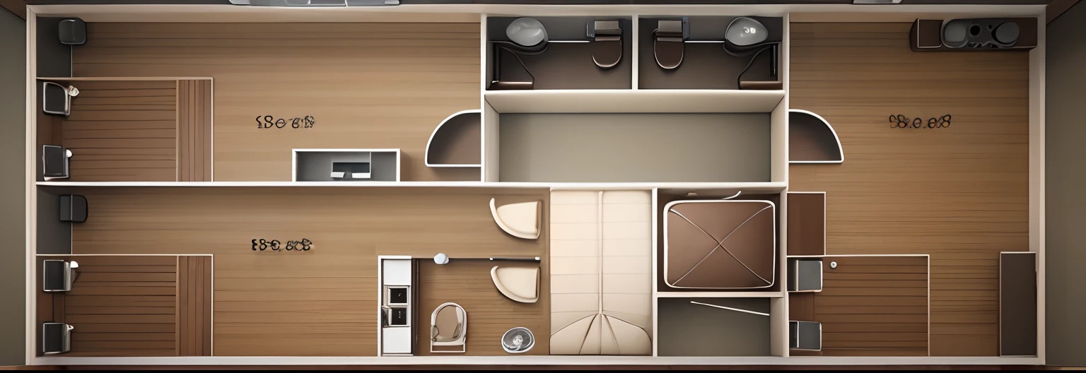 A topdown view of interior design based on the floor