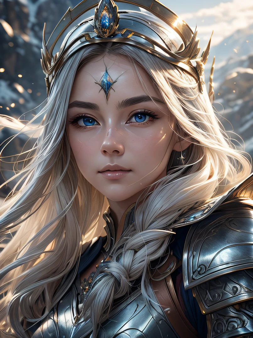 photorealistic, high resolution, 1 women, solo, hips_up, hips up, beautiful eyes, look at viewer, close lips, detailed face, white hair, wonder woman costume