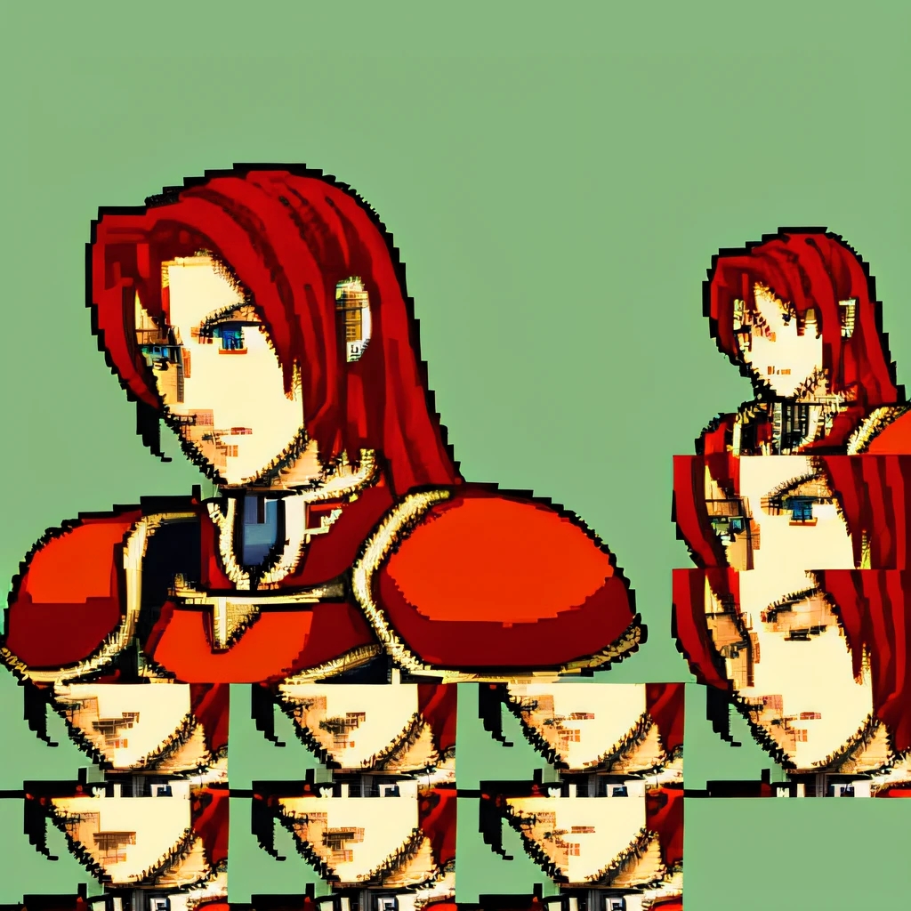 solo focus, quarterbody, frames, simple background, FE8, \(Fire Emblem\),Leather armor, Wyvern rider, Sharp fiery eyes, Long flowing hair, Red hair