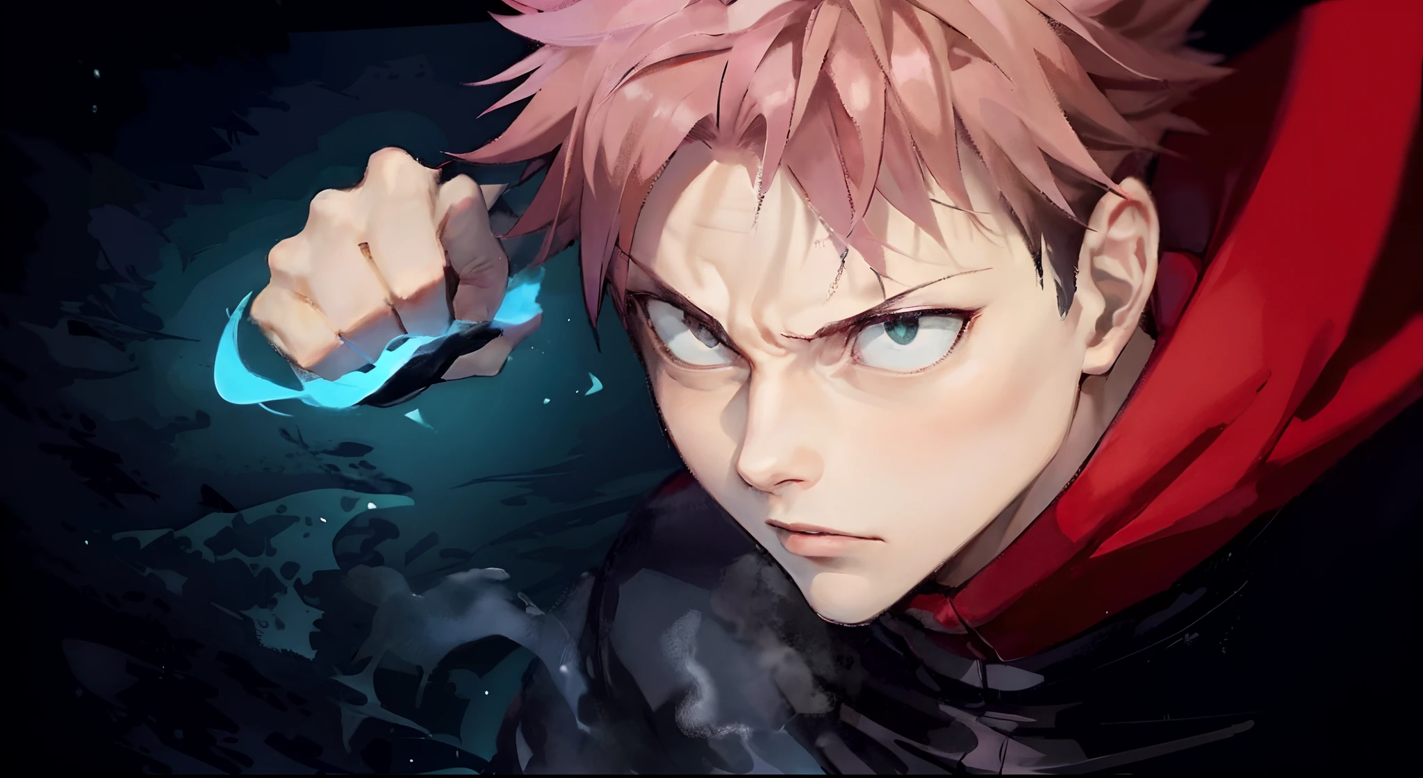 itadori yuji dando um soco, Itadori yuji de jujutsu kaisen, Jujutsu Kaisen Estilo, Estilo anime, itadori de Jujutsu Kaisen, dando soco, anime, Animeart, mais detalhado, melhor qualidade