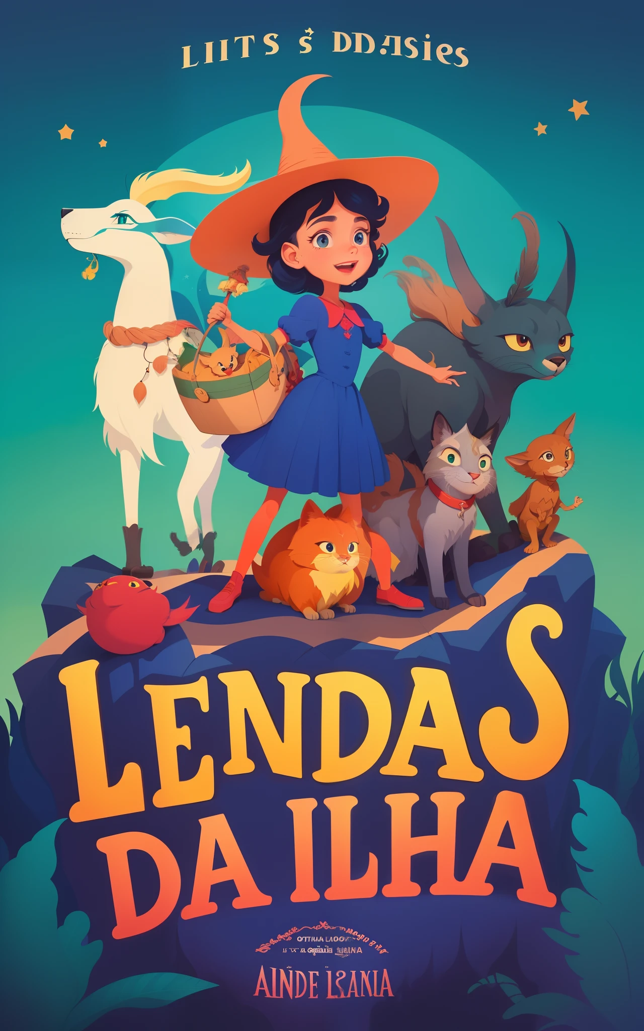 a poster for lendas dalha, a children's animated film, by Almada Negreiros, capa de livro infantil, por Ingrida Juniper, poster illustration, Directed by: Nandor Soldier, by Amelia Peláez, by László Talkative, cover illustration, Directed by: Lajos Berán