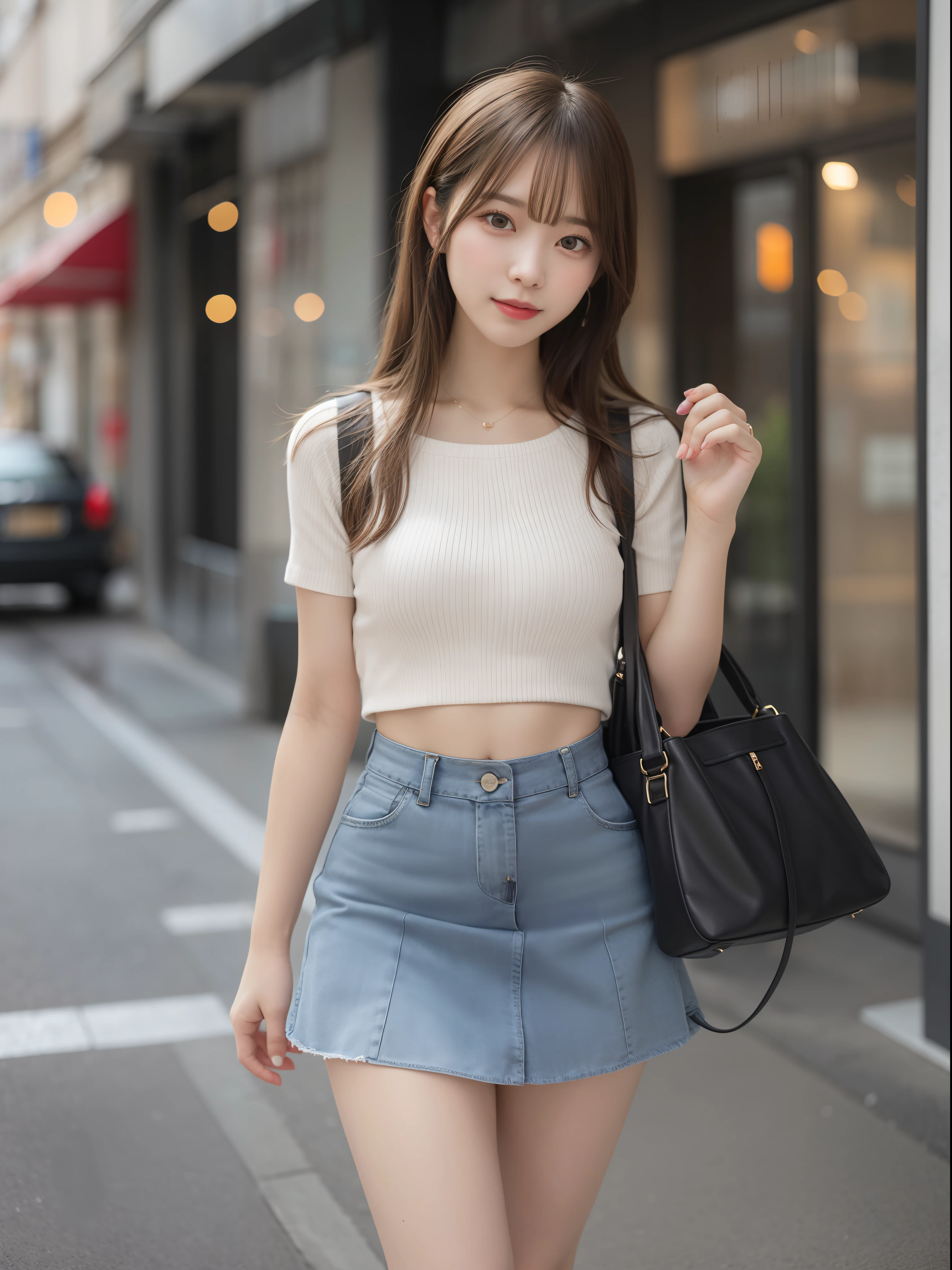 Girl walking in a miniskirt