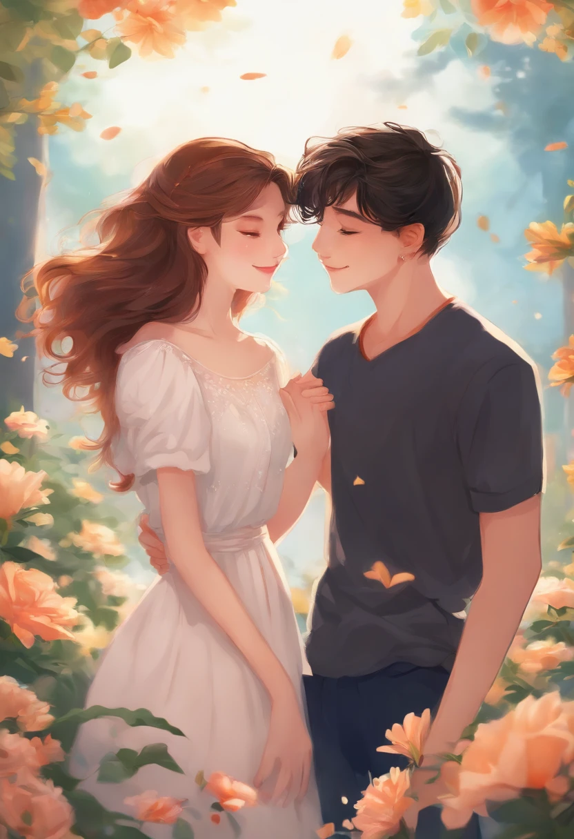 In love, boy and girl, 18 years old, happy, happy