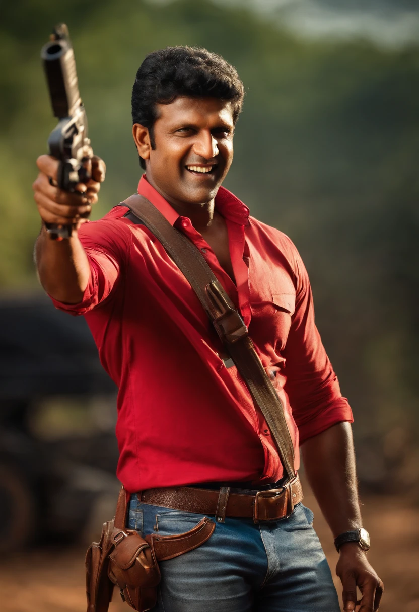 Puneeth rajkumar holding shotgun