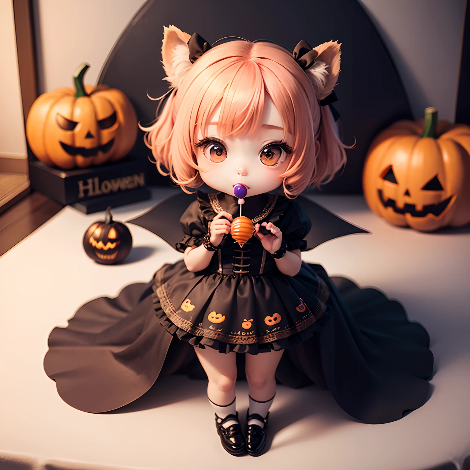 ​masterpiece、top-quality、ultra-detailliert、(Chibi Chara:1.2)、独奏、Halloween Lollipop Chocolate、