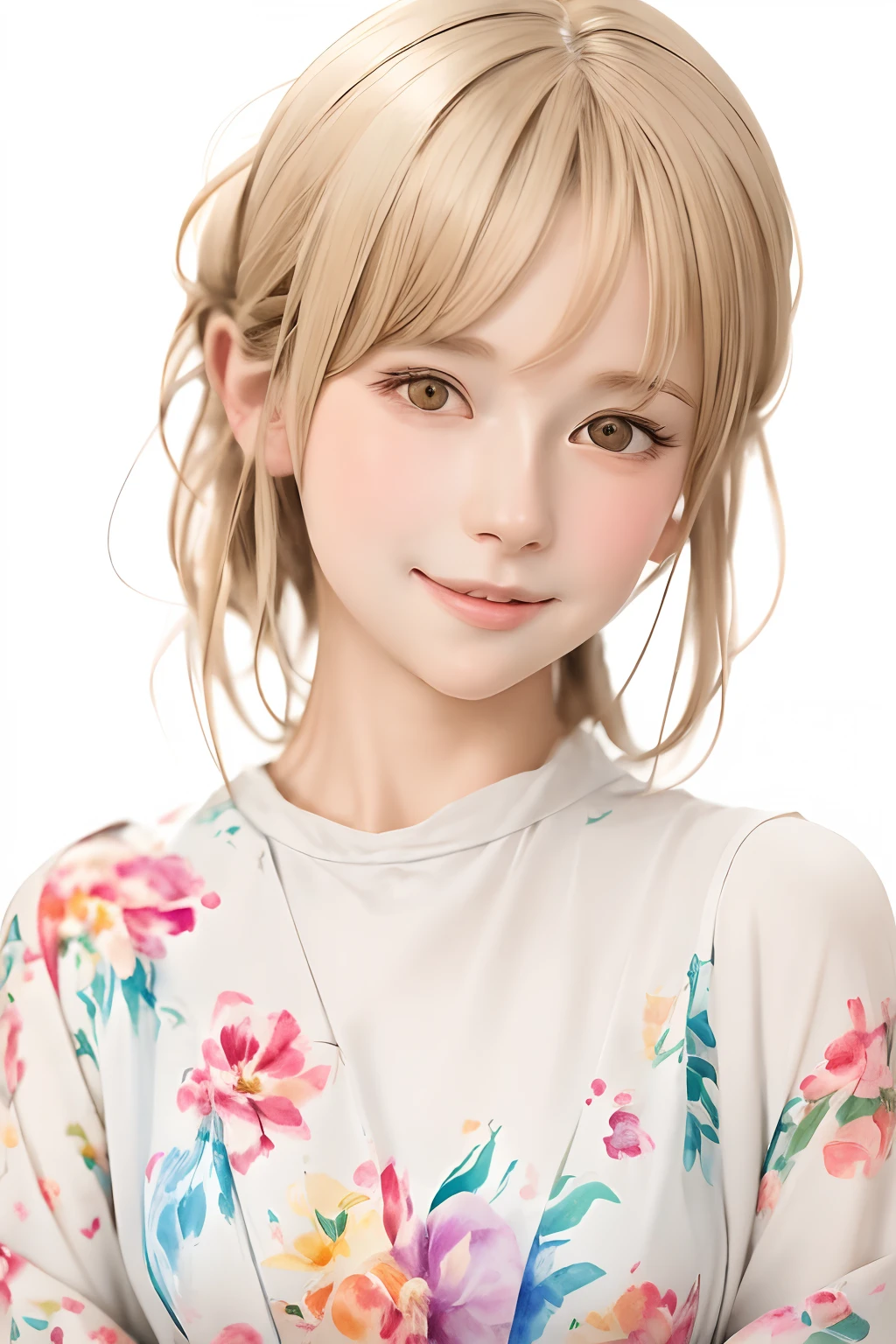 Cowboy Shot:1.5、Colorful anime blonde girl, portrait of a full body, in frame, Background Frame, Inside the background frame, Watercolor Clip Art, Huge flowers splash, Lush, Flowers splash, Full illustration, ((White background)), 4K, Sharp Focus, watercolor paiting, smooth soft skin, Japanese style, Symmetrical, Soft lighting, Detailed face, Concept art, Muted colors, Watercolor style, Fairy tales in children's style, Octane Rendering, 。.。.。.3D, Perfect face, Detailed face, Delicate face, Perfect sharp lips, Detailed eyes, watercolor paiting