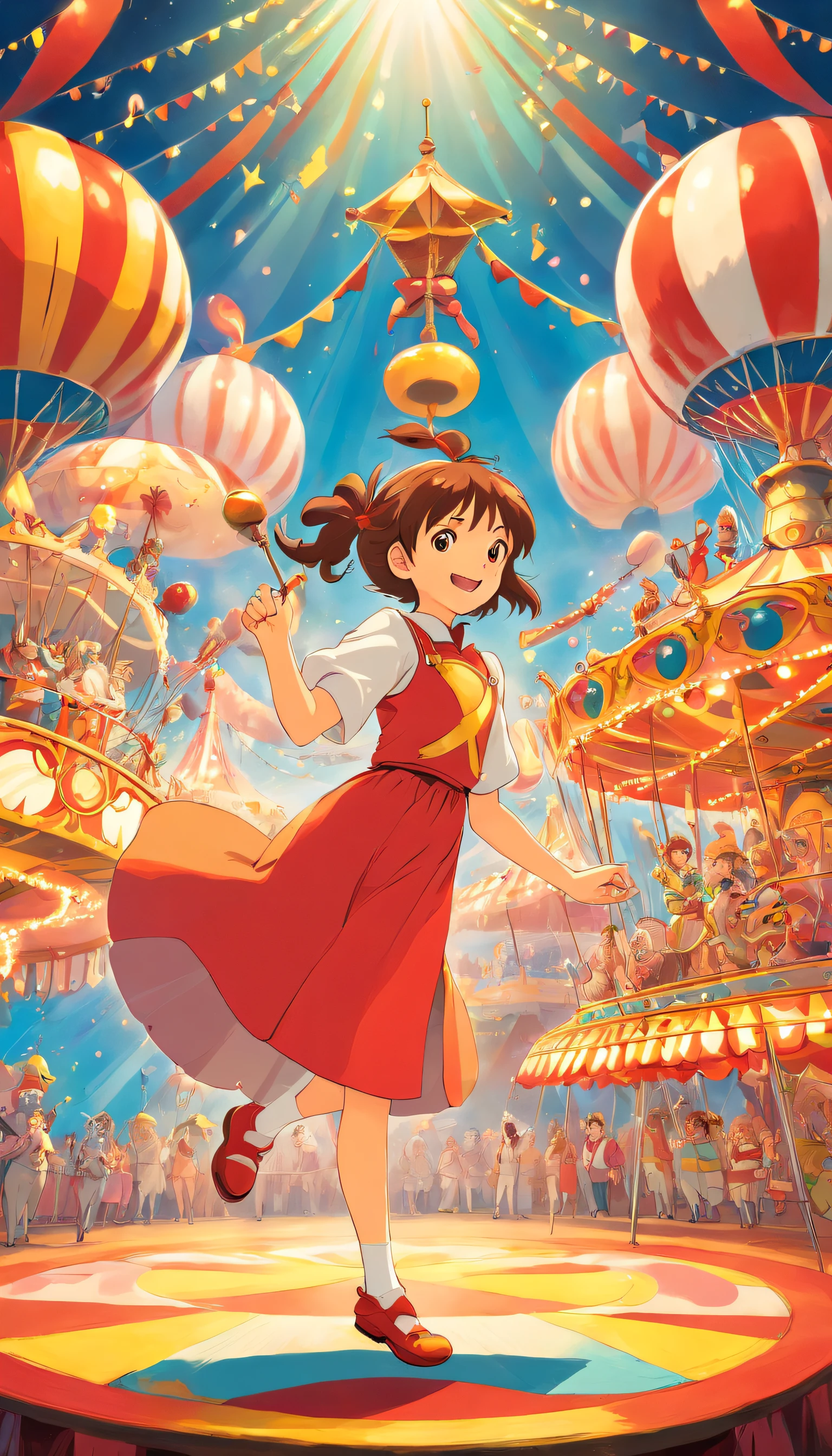 circus, carnivalpunk, vivid, dynamic, golden composition, aesthetically appealing, illustration book