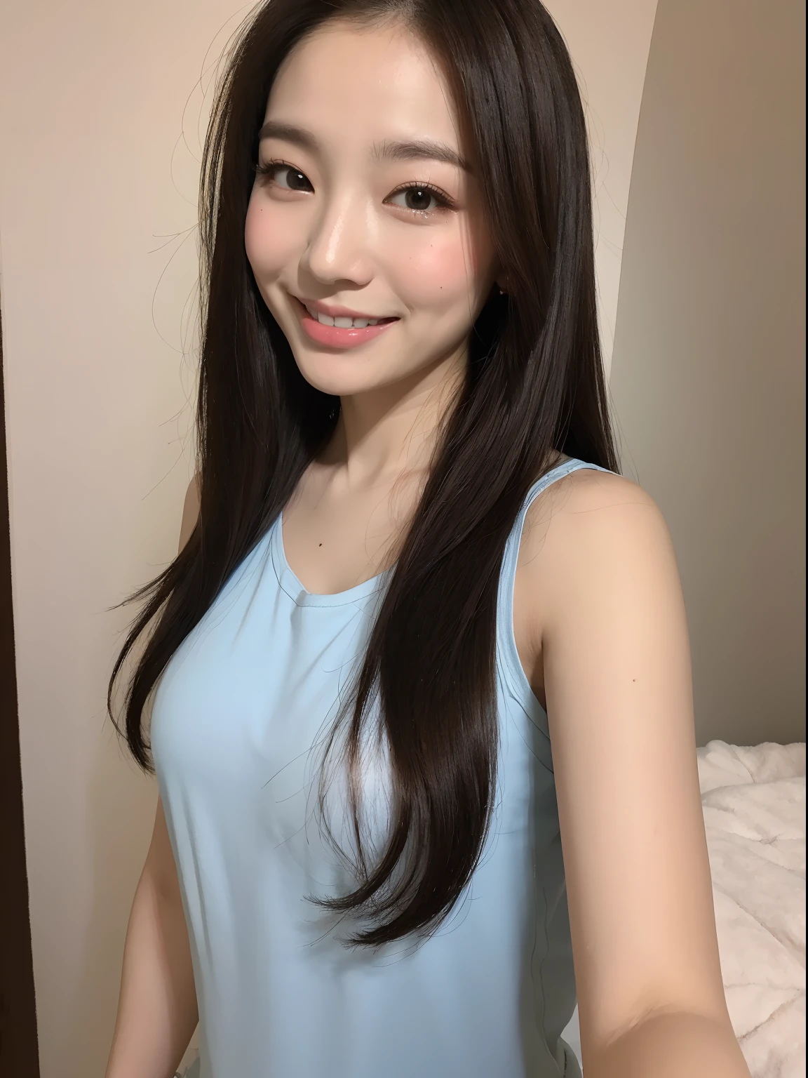 ((Melhor Qality,8k,obra-prima:1.3)), 1girle, sorrisos, corpo inteiro, Rostos finos, bela uma mulher, cabelos encorpados,Wear sexy clothes, Rosto super detalhado, Olhos detalhados, 二重まぶた, desfocar fundo, Rostos finos,preparando para o banho ,