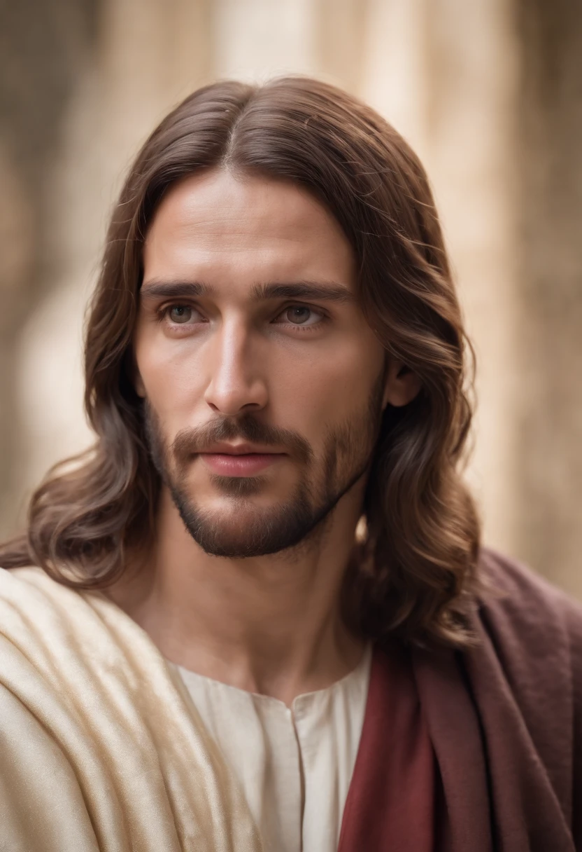 Jesus Christ looking. Forward with a look of tenderness and compassion.