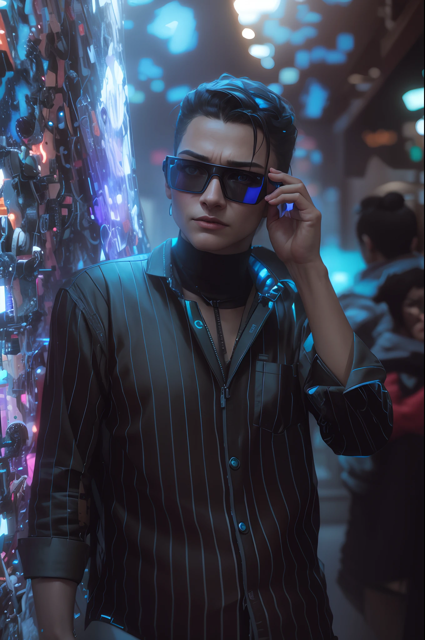 Cyberpunk, realistic face, ultra HD,3d image