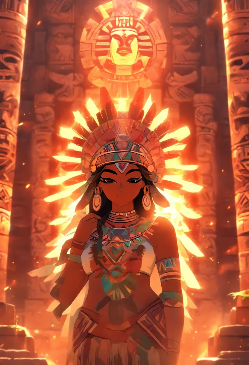 (((pregnant woman)))best quality, ultra-high resolution, 4K detailed CG, master piece,Mayan city, pregnancy,Mayan clothing,Mayan mythology,desert, sunlight,((Pregnant Mayan)) Mexico, aesthetics, Beautiful image, centered on the screen