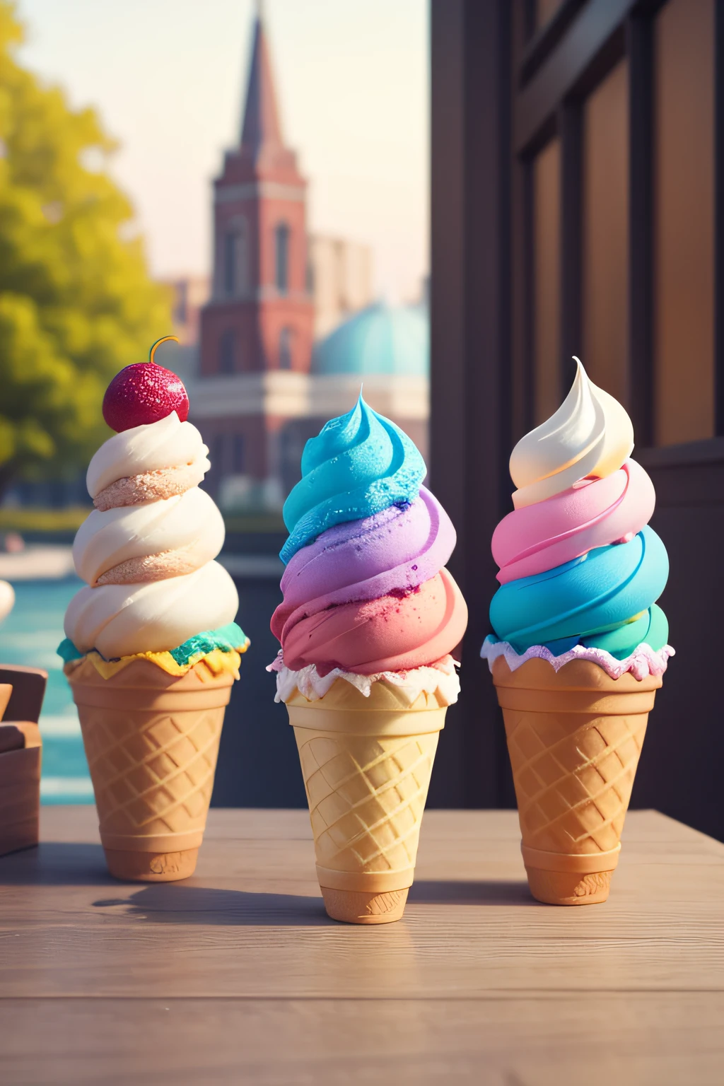 HD color front ice cream cones