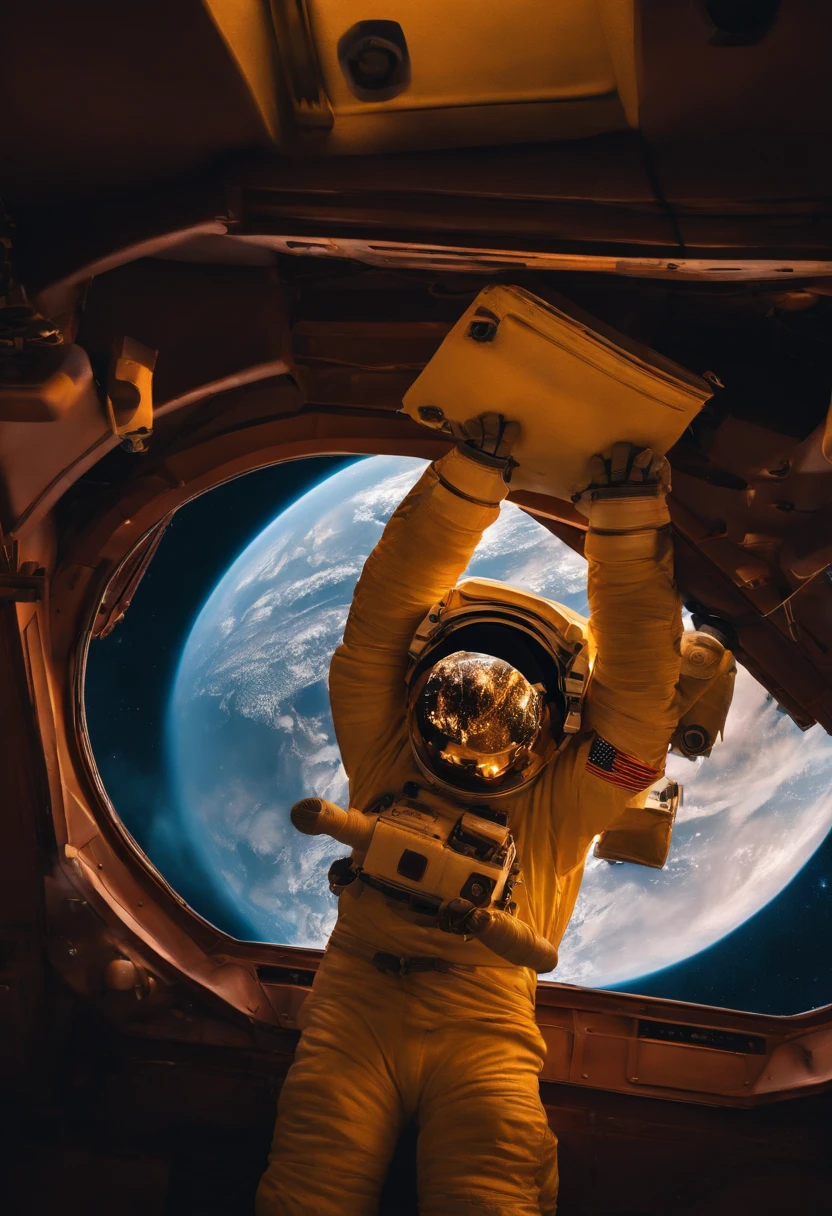 Astronaut red and yellow tones