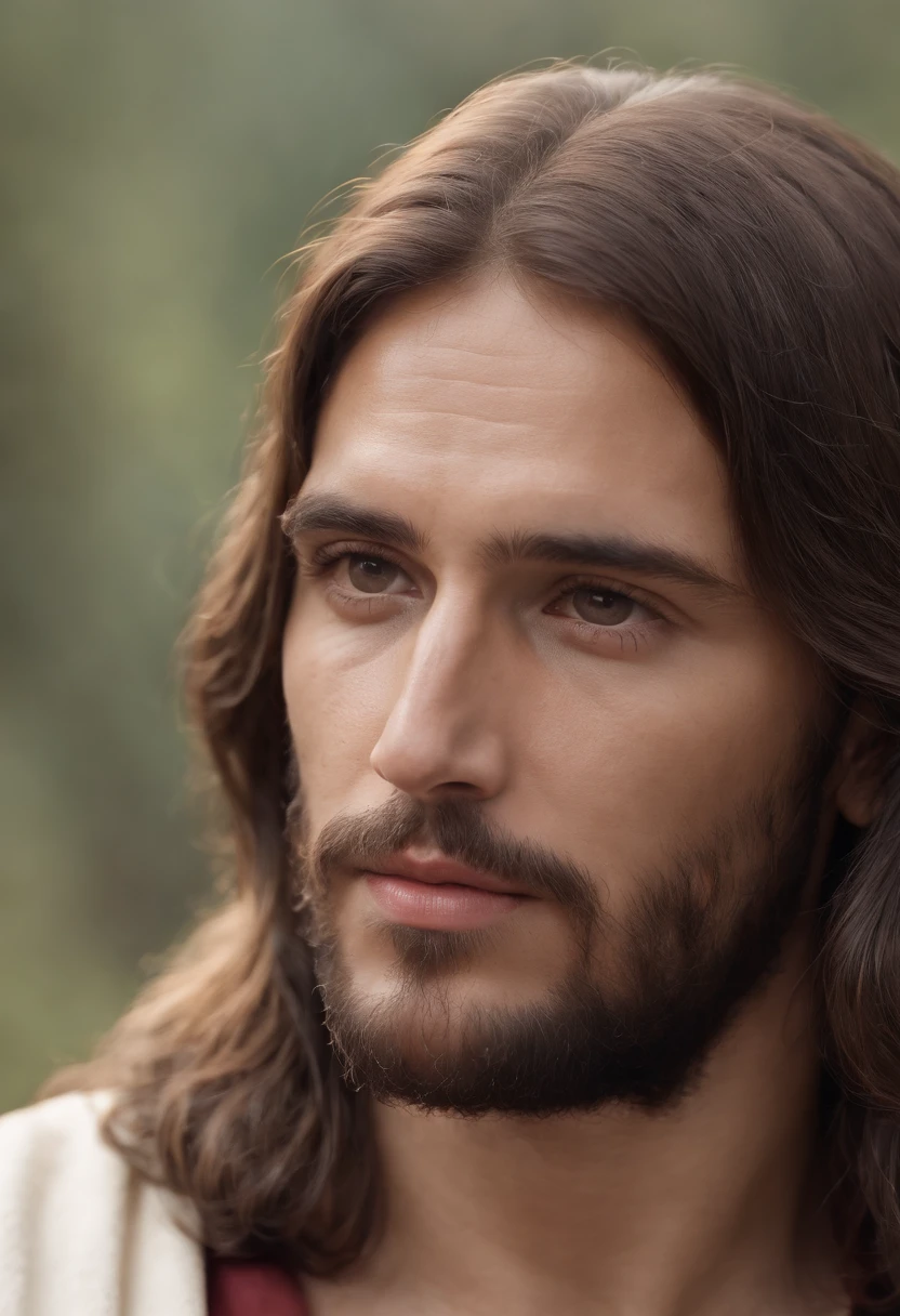 Jesus Cristo de corpo inteiro olhando. Forward with a look of tenderness and compassion.