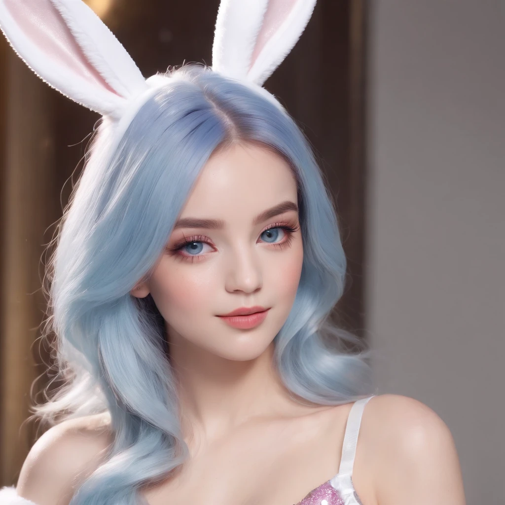 (Best Quality:1.3),4K,8K,8K Portrait,16 K,(masutepiece:1.2),1girl in,Solo,(maximalism:1.5),opal,ultra-detailliert,absurderes,(very detailed beautiful face and eyes:1.3), (Highly detailed beautiful hair:1.3),delicate composition, (Full body:1.5),(full-length figure:1.5), Super cute girl,(Medium Hair:1.4),Pink eyes,light blue eyes,(Pink hair:1.2),(Light blue hair:1.4),(Playboy Bunny:1.6),(Jewelry Hair Ornaments:1.3), (jewelry eyes:1.3),(Eyelashes:1.2),(symbol in eyes:1.3),(hight resolution, Twinkle,Glitter,Lens Flare,light Particle,Shining:1.3),(Cute:1.5)