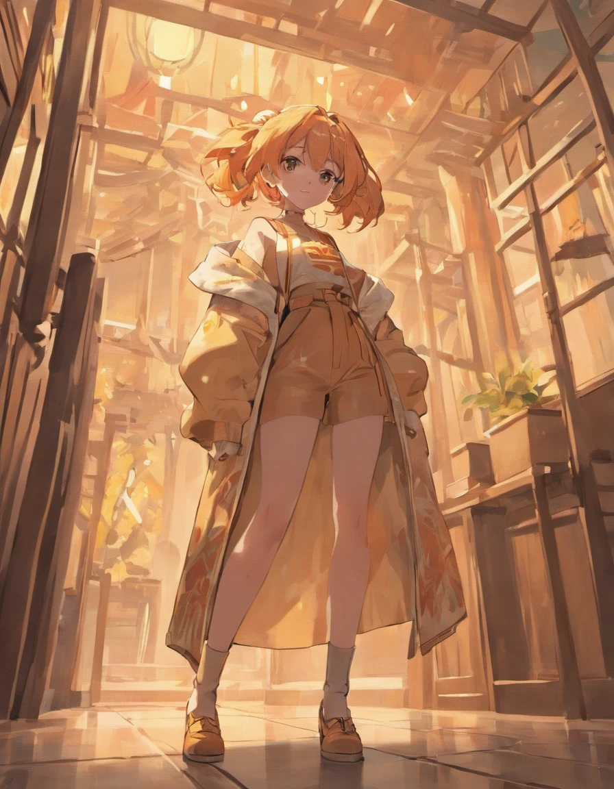 Costume planning theme autumn and winter return to dust,Style: Urban simplicity, Old money style, Reference brand TEME 2023. Moya Seoul 2023 colors: Peach, Amber brown, Orange-yellow details: The top is smart,Casual culottes with loose straps,White shirt material: linen, Cotton, Silk, fleece, Full body front design