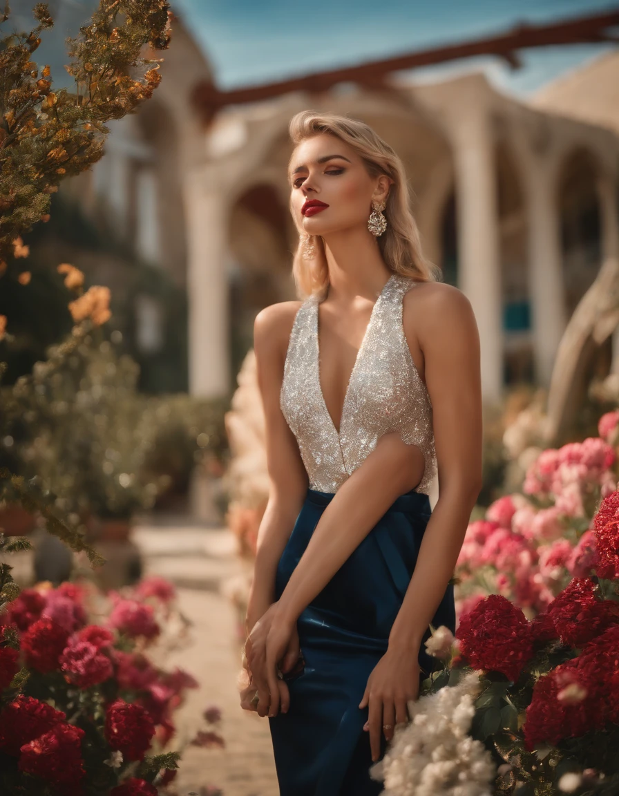 Solo realistic, 30 years old woman, 30 years old version of Madison Beer, Photorealistic, Realistic, Norwegian high nose, ((Norwegian long wavy curl blonde hair)), Norwegian pink fuller lips, ((Norwegian light brown eye)), (((body and face wrinkles))), cleavage, (((she is dressed in a white marble print mermaid skirt paired with a strapless top creates a unique and stylish ensemble that blends elegance with a contemporary twist. The skirt features a stunning marble print pattern in shades of white, and possibly hints of gray or soft pastels. The mermaid silhouette hugs the curves and flares out dramatically towards the hem, creating a graceful and feminine look. The marble print adds a sophisticated and artistic touch to the outfit, making it visually striking. The strapless top complements the marble print skirt by offering a sleek and sophisticated silhouette. It is tailored to fit snugly around the bust and may feature a sweetheart neckline or a straight-across cut, depending on the desired style. The top can be in a solid color that harmonizes with the hues in the marble print, such as white, or a complementary pastel shade))), (((She is standing seductively on a hill, before her stands a lighthouse tower, the woman is enveloped in a scene that blends coastal charm with a sense of adventure and solitude. Before her, the lighthouse tower rises against the backdrop of the sea and sky. Its sturdy form and iconic presence add a touch of maritime history and romance to the landscape. The surrounding terrain could feature coastal vegetation, rugged cliffs, or sweeping vistas of the ocean ))), she is looking at the camera smiling, (((dynamic pose)))