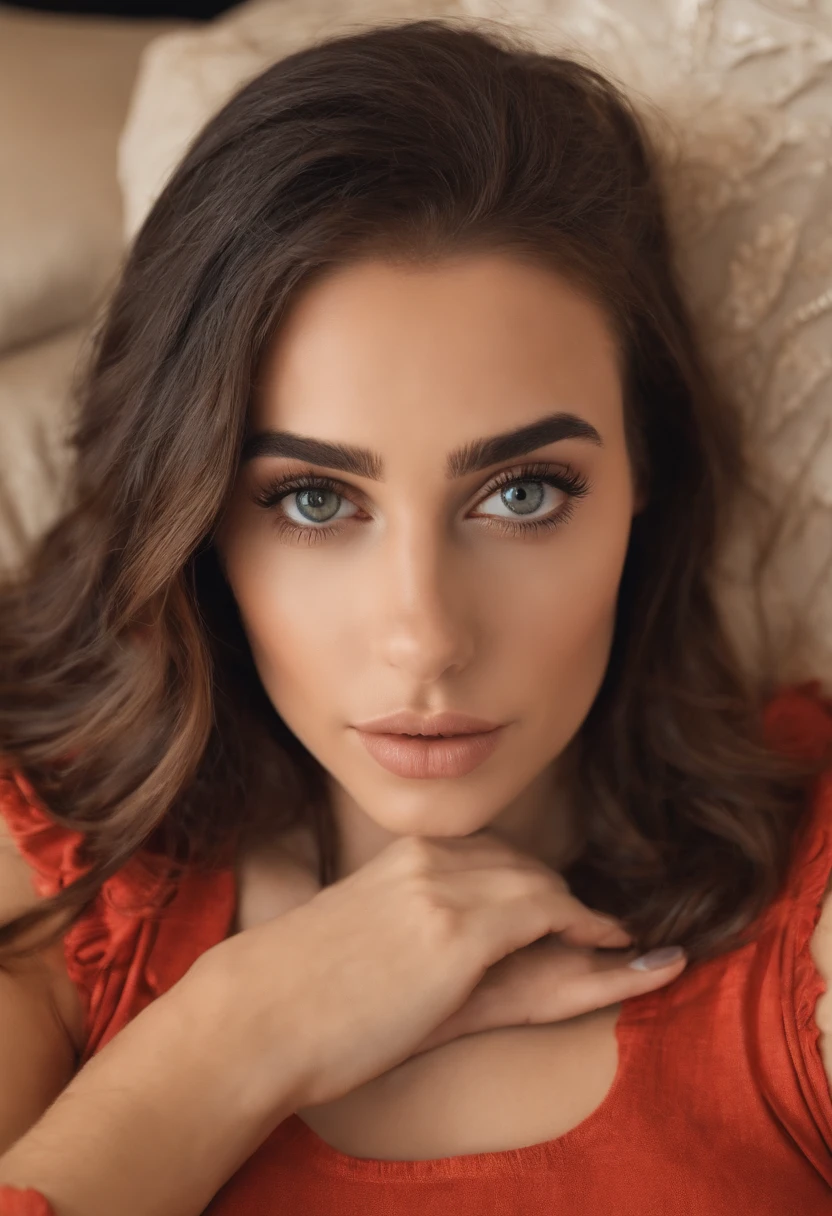 mulher arafed totalmente nua em cima da cama com todas partes intimas aparecendo , com olhos azuis, ultra realistic, meticulosamente detalhado, Retrato Sophie Mudd, cabelos loiros e grandes olhos azuis, selfie de uma jovem mulher, Olhos do quarto, Violeta Myers, sem maquiagem, maquiagem natural, Looking directly at the camera, Rosto com ArtGram, maquiagem sutil, impressionante tiro de corpo inteiro ajoelhado na cama, no quarto, medium to large bust