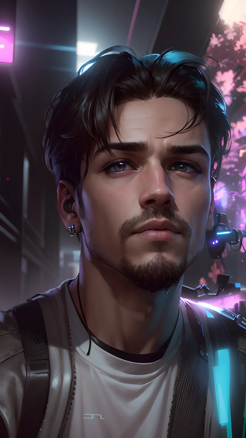 Change background cyberpunk hansome boy, realistic face, 8k, ultra realistic