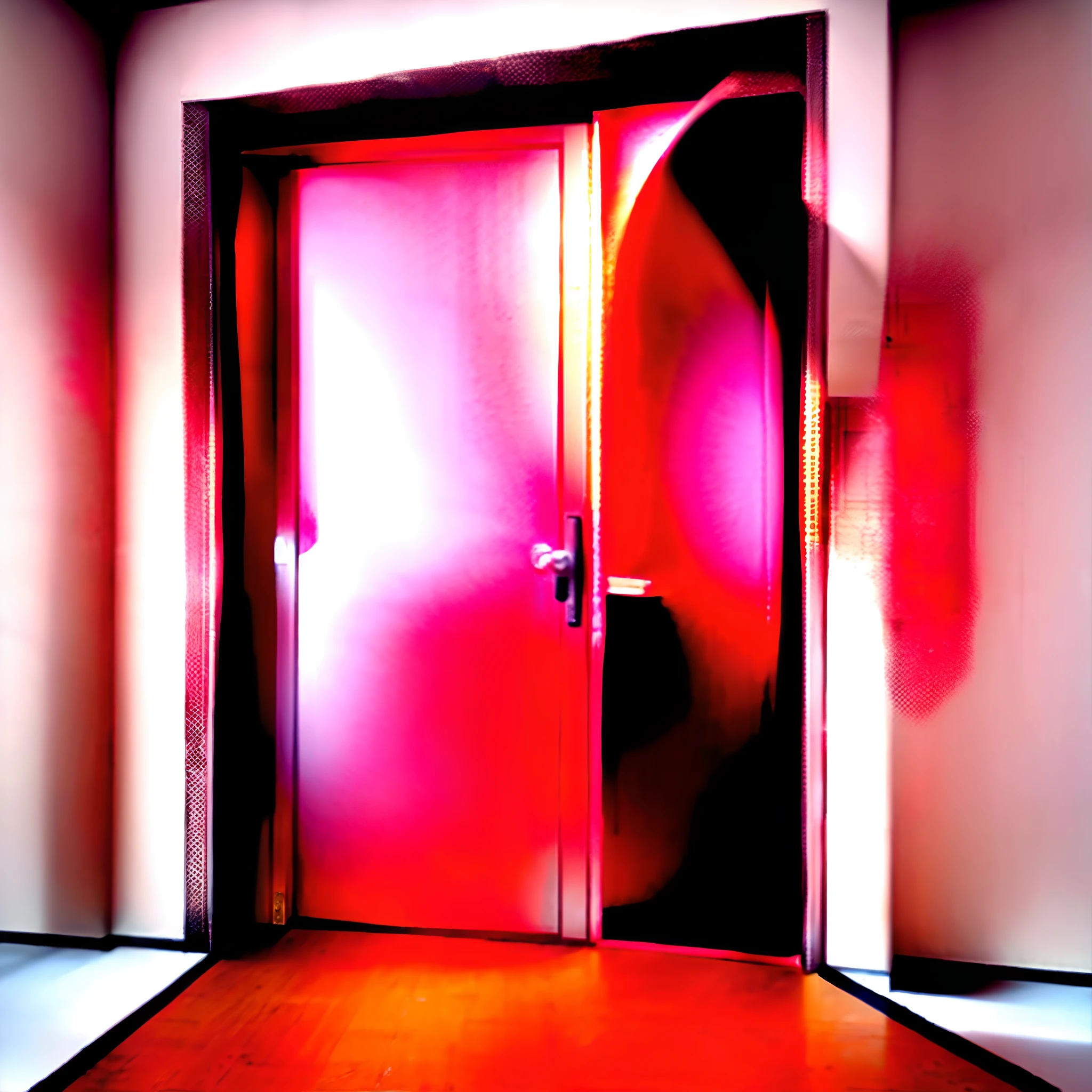 A blank white room with the shape of a doorframe on the left side, 16:9