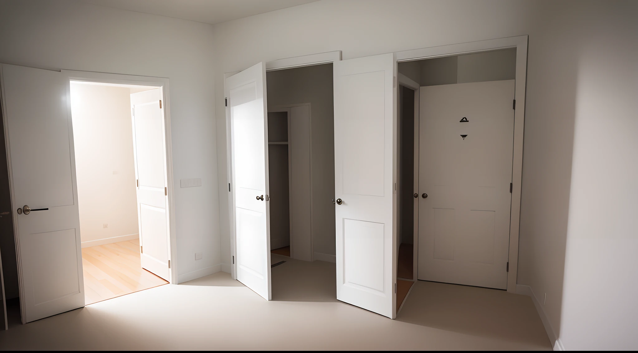 A blank white room with the shape of a doorframe on the left side, 16:9 --auto