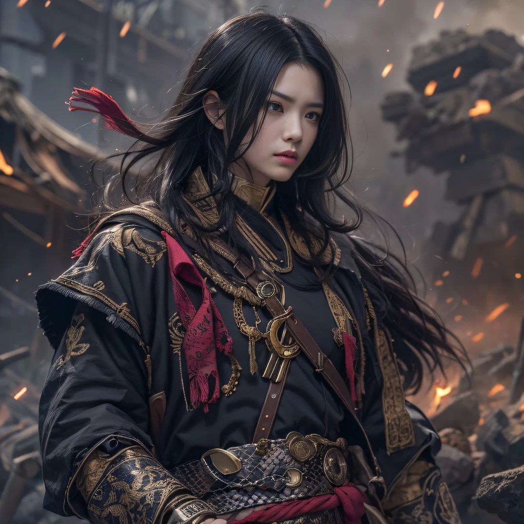 （废墟）eyes filled with angry，He clenched his fists，Rush up，Deliver a fatal blow to your opponent，full bodyesbian，Full Body Male Mage 32K（tmasterpiece，k hd，hyper HD，32K）Long flowing black hair，Camping site area，zydink， a color， patriot （废墟）， （Linen batik scarf）， Angry fighting stance， looking at the ground， Batik linen bandana， Chinese python pattern long-sleeved garment， （Abstract propylene splash：1.2）， Dark clouds lightning background，Flour flies（realisticlying：1.4），Black color hair，Flour fluttering，Background fog， A high resolution， the detail， RAW photogr， Sharp Re， Nikon D850 Film Stock Photo by Jefferies Lee 4 Kodak Portra 400 Camera F1.6 shots, Rich colors, ultra-realistic vivid textures, Dramatic lighting, Unreal Engine Art Station Trend, cinestir 800，Flowing black hair,（（（Male mage））），The male mage was furious，