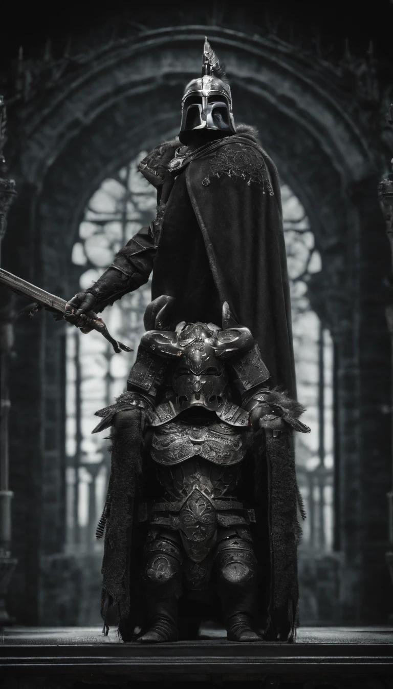 （realisticlying：1.3），Complicated details，Authentic metallic，（artwork of a），（（tmasterpiece，best qualtiy）），（（cinematic lighitnglamplight）），terroral，Dark fantasy style，Detailed armor，Detailed helmet，Close-up of the helmet，Ghost eyes