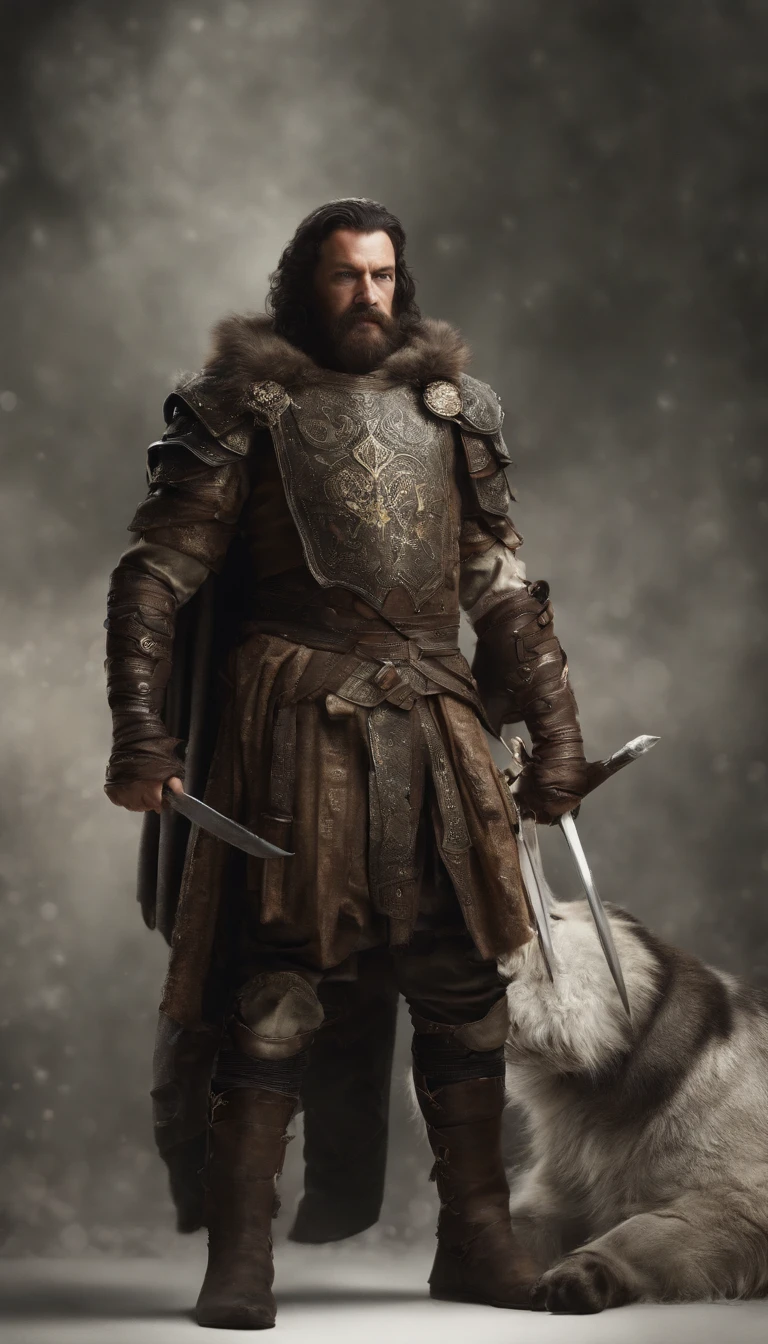 Socrates is dressed in badass armor ready for battle, Best quality, Masterpiece, 超高分辨率, (photograph realistic:1.4), surrealism, Dream-like,fusionart, Shadowdancer, shadow magic, darkness control, stealth, shadowstep, umbral spells, hidden blade, full bodyesbian