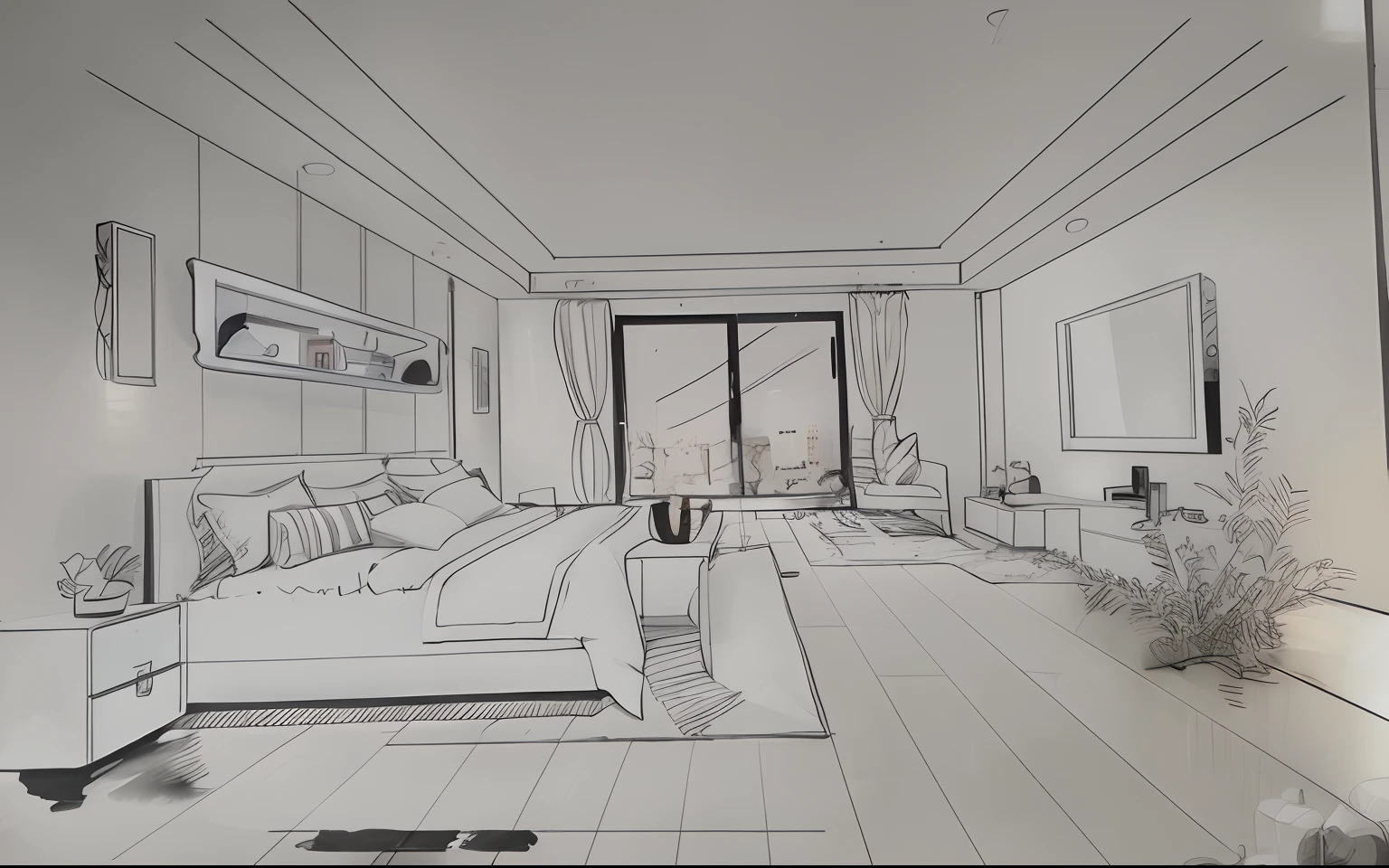 Modern minimalist style,Cozy night environment