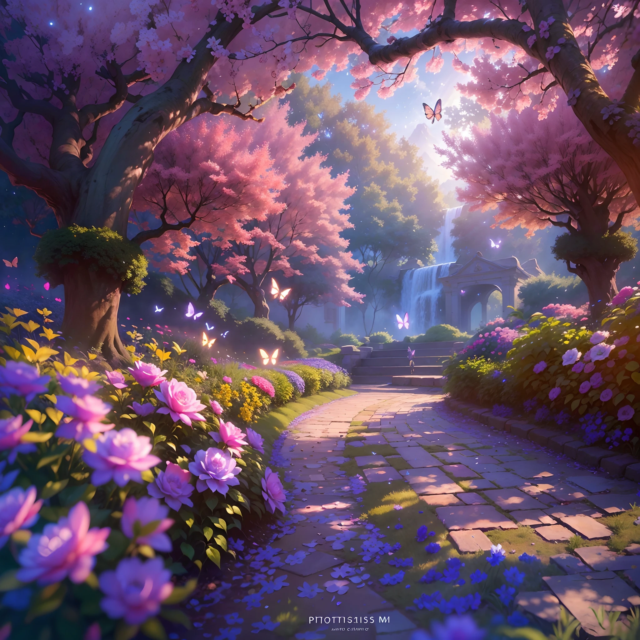 mont，Rose garden,Colorful flowers,Soft sunlight,Butterflies dancing,painting-like,Ethereal atmosphere,Vibrant colors,Mist，waterfallr，the cherry trees，cinematic compositions，dream magical，hoang lap，Blue Flame，Plasma，Particle effect，Crystal clear texture，Vibrant colors,Skysky，the space，starrysky,Skysky，galaxias，depth of fields，Light，Reallightandshadow，diffused reflections，Dreamy and whimsical,Peaceful and charming,vibrant with colors,painting coming to life,Totally mesmerizing and fascinating,Simply breathtaking.(Best quality,4K,8K,A high resolution,Masterpiece:1.2),Ultra-detailed,(Realistic,Photorealistic,photo-realistic:1.37),