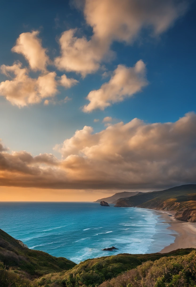 Blue sky with beautiful coast and sea