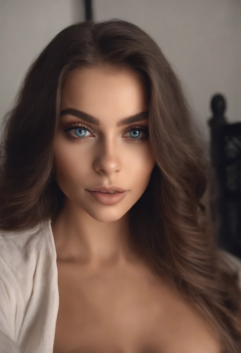 arafed woman fully , sexy girl with blue eyes, ultra realistic, meticulously detailed, portrait sophie mudd,brown hair and large eyes, selfie of a young woman, bedroom eyes, violet myers, without makeup, natural makeup, looking directly at the camera, face with artgram, subtle makeup, stunning full body standing, in bathroom, large size bust, showing, no bra, no bottoms,stunning full body shot in a bedroom, medium to large breast, exposed breast, exposed bottoms, wearing nothing, showing, shaved bottom region,, fully. , naked body, atomically perfect breast, large breast
