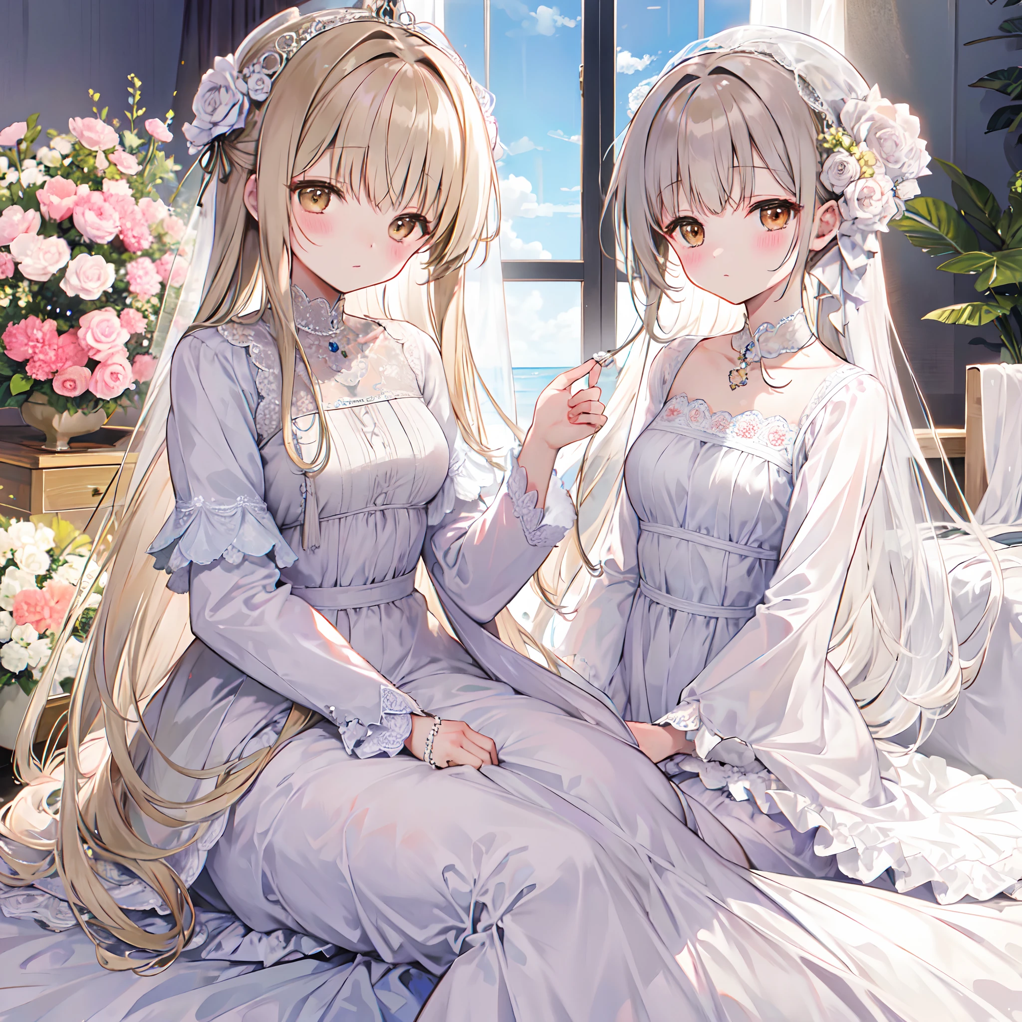Mahiru Shiina、vestido de novia blanco、solamente