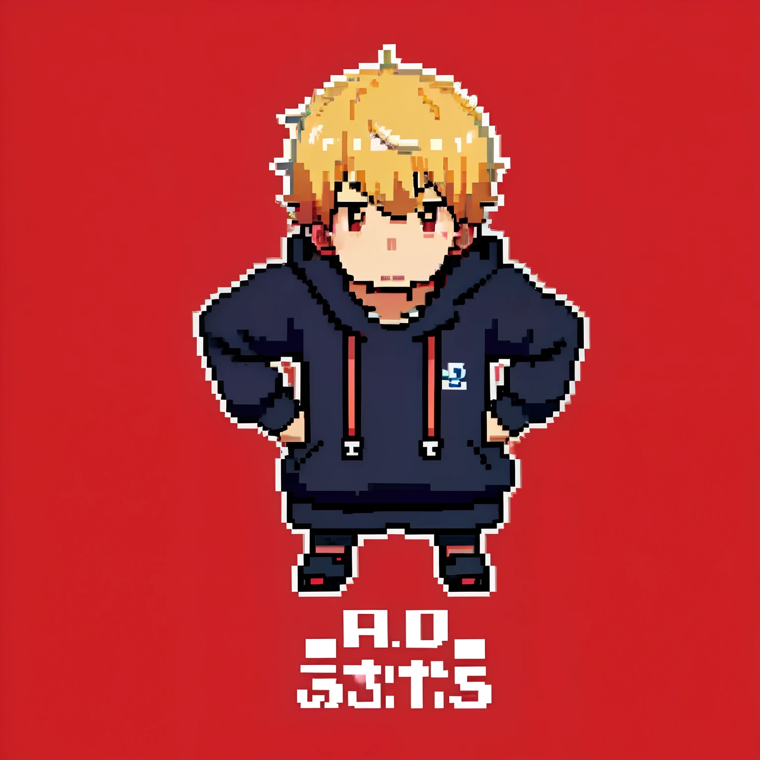 1boy, solo, Uchimaki_Subaru,red eyes, blondehair,black hoodie,