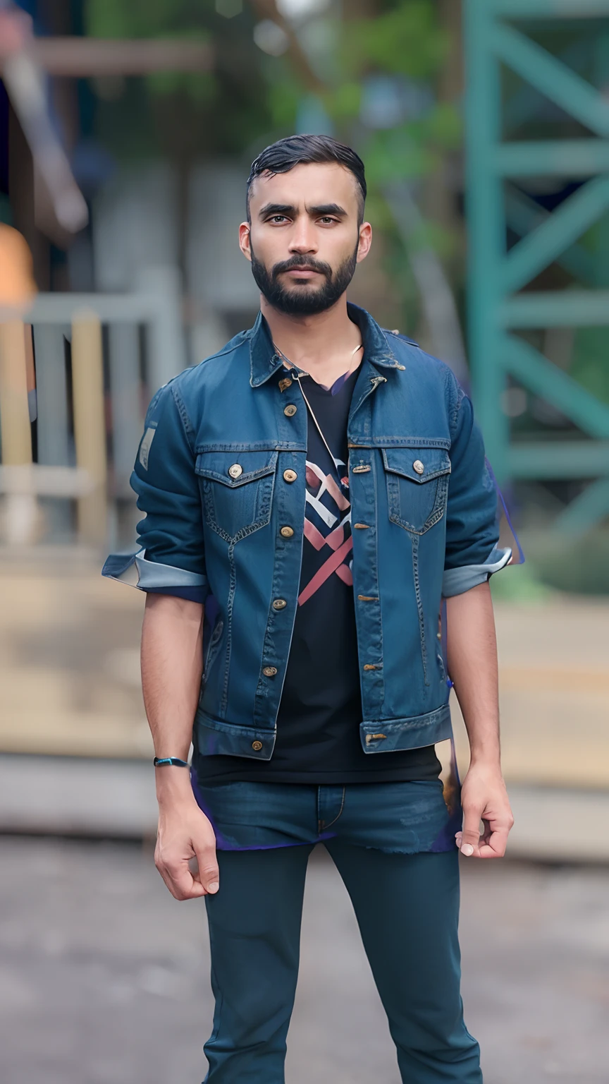 Denim jacket and watch